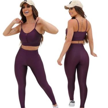Imagem de Conjunto Fitness Calça Basica Compressão Cores em Poliamida - Leve Bea
