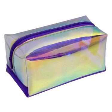 Imagem de Estojo Escolar Em Pvc Cristal Holográfico Magic Dac, Roxo