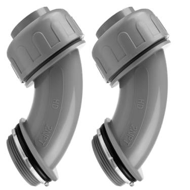 Imagem de Conector de conduíte elétrico não metálico de 5 cm listado pela UL, encaixes de conduíte flexível de PVC, 2 peças retas (curvadas)