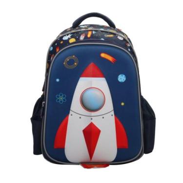 Imagem de Mochila De Costas 14" Foguete 3D Infantil Escolar Passeio - Yins