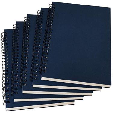 Imagem de Caderno espiral A5 / Diário espiral em branco, papel de 100 g/m² de espessura e capa Kraft rígida, 60 folhas (120 páginas), 21 x 15 cm, azul, pacote com 5