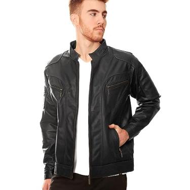 Imagem de Jaqueta Masculina Couro Legítimo Natural Casaco Austin (3G, Preto)