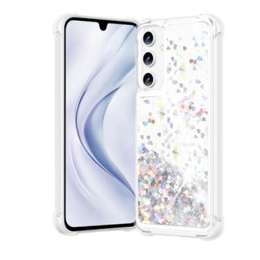 Imagem de Noyabox Capa para Samsung Galaxy A05S com purpurina, areia líquida brilhante à prova de choque, transparente, brilhante, dinâmica, com almofadas de ar, capa para mulheres e meninas, prata