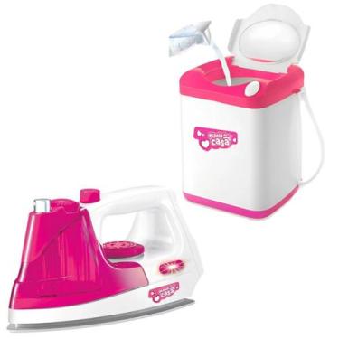 Imagem de Máquina De Lavar Infantil Brinquedo DmToys + Ferro de Passar - DM Toys
