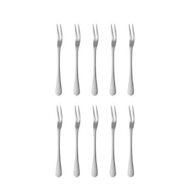 Imagem de Garfo para Petiscos Frutas Sobremesa Garfinho Aço Inox 10un - CASACHA