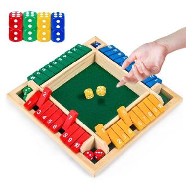 Imagem de Tabuleiro de madeira Shut The Box Dice Game CRETVIS para 1-4 jogadores