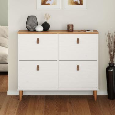 Imagem de Sapateira Horizontal Hall de Entrada 4 Portas Mikka Branco 24 Pares