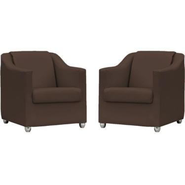 Imagem de Kit 2 Poltronas Mila Corino Cores Pé De Plástico Cromado - Marrom Corino