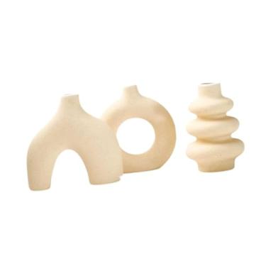 Imagem de Generic 3 peças vaso de cerâmica vaso de plantas suporte de flores secas de flores decorativo de para casa mesa de jantar festa lareira, Amarelo