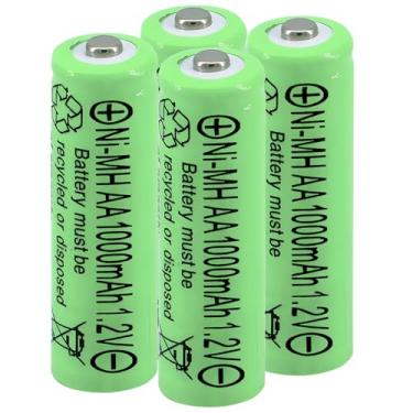Imagem de Yibatopow Pacote Com 4 Pilhas Recarregáveis Aa Ni-Mh 1,2 V, Baterias Pré-Carregadas De Alta Capacidade, 1000 Mah, Para Iluminação Solar Jardim, Postes Iluminação, Equipamentos Domésticos Cordão