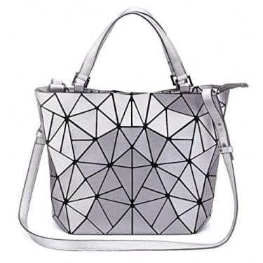 Imagem de Bolsa feminina com alça superior de malha geométrica fosca bolsa de ombro geométrica