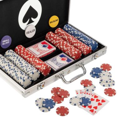 Imagem de Conjunto de fichas de pôquer para Texas Holdem, Blackjack, jogos com estojo de transporte, cartões, botões e fichas de cassino estilo dados (11,5 gramas) da Trademark Poker