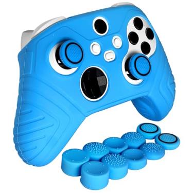 Imagem de HLRAO Blue Anti-Slip Protective Silicone Cover Skin Grips Compatible with Xbox Series S/X Controller,8 PCS Blue Thumb Grips Caps and 2 Grips Caps.