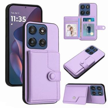 Imagem de Moment Dextrad Capa para Moto G Stylus 2025 com porta-cartões, carteira com 5 compartimentos múltiplos, bloqueio RFID, proteção de camada dupla de couro TPU interior, capa flip com suporte para Moto G