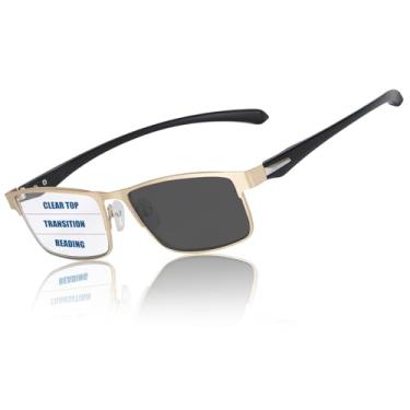 Imagem de GHDBFMB Óculos De Leitura Progressivos Masculinos Fotocrômicos, Lentes Transparentes, Multifocal, Transição Tr90, 2.5