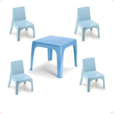 Imagem de Mesinha Pequena Infantil ul + 4 Cadeira Poltrona Educativa - Injeplast