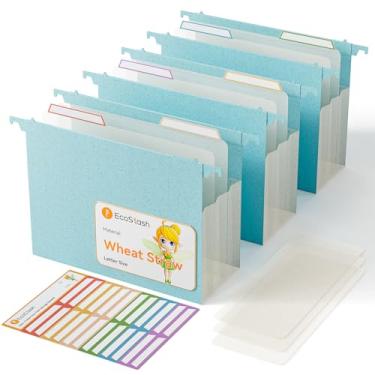 Imagem de Pastas de arquivo suspensas de capacidade extra, pasta suspensa expansível de palha de trigo reforçada de 12 cm, resistente para arquivos, organizador de arquivos para escritório e casa - azul celeste