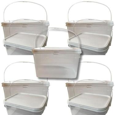 Imagem de Balde Alça Plastica Whey Vio Transparente 2.4L 05 Pçs - Nastripack