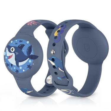 Imagem de Vancle Pulseira Air Tag para crianças, à prova d'água com desenho animado fofo para suporte de AirTag, pulseira ajustável antiperda para bebês, meninos e meninas, idosos (azulado)