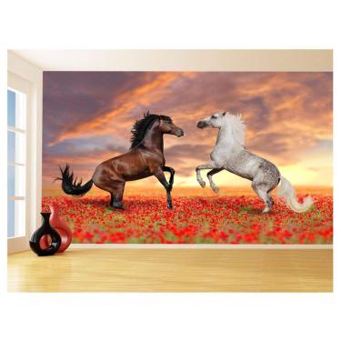 Imagem de Papel De Parede Animais Casal Cavalos Fazenda 3,5M Anm317