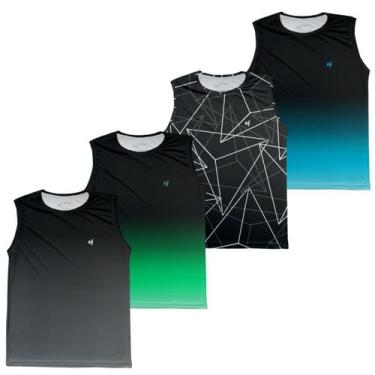 Imagem de Kit 4 Regata Cavada Camiseta Academia Masculina Dry Camisa Musculacao 