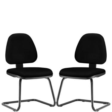 Imagem de Kit 02 Cadeiras Para Escritório Sky L02 Fixa Crepe Preto - Lyam Decor