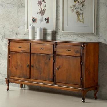 Imagem de Balcão Clássico De Madeira Para Cozinha Com 3 Portas, 3 Gavetas E Pés 