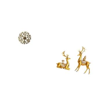 Imagem de Fenteer Escultura de Parede de Metal Rústico com Figuras Cênicas de Veados em Ferro Forjado E Estátuas Colecionáveis ​​de Renas E Alces para Decoração de Mesa