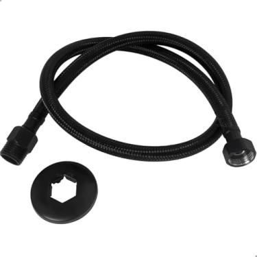 Imagem de Dona D Cor, Engate Flexível Preto Trançado Black 80cm Conexão Macho Fêmea Mangueira Agua Quente Fria Vaso Sanitário Caixa Acoplada Banheiro