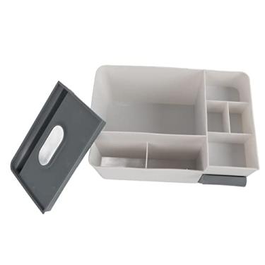 Imagem de Phefop Porta-guardanapos, Abertura Ampla, Caixa de Tecido, Elegante, Caixa de Armazenamento de Mesa para Festas de Sala de Estar, Plástico (Cinza Claro com Cinza Escuro)