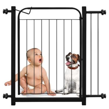 Imagem de Portão Portãozinho de Segurança Pet 70x80cm + Extensor 10cm Proteção Bebes Crianças Cães Cachorros Protetor Porteira Vãos Corredor Porta Grade - Preto