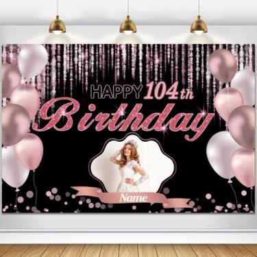 Imagem de Banner de decoração Decode Custom Rose Gold Feliz 104.º aniversário - 
