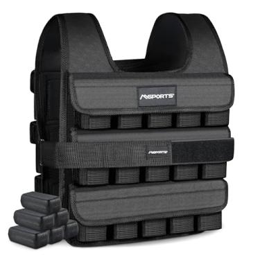 Imagem de MSPORTS Colete ponderado premium para mulheres e homens – ajustável de 5 a 29,5 kg, colete de corrida, colete ponderado para caminhada, colete de treinamento estilo tático para crossfit, força, cardio