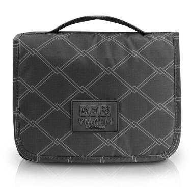 Imagem de Necessaire Com Gancho Para Viagem Estampa Listrada Jacki Design Preto