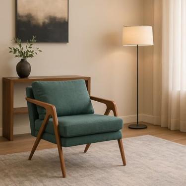 Imagem de Poltrona Mona Luxo em Madeira Estofada em Linho - Verde