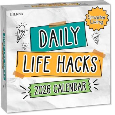 Imagem de Calendário de mesa 2026 Daily Life Hacks | Calendário diário com 365 truques e fatos interessantes para todos os dias do ano, calendário de presente divertido para homens ou mulheres, presente de