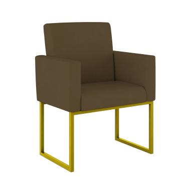 Imagem de Poltrona Decorativa Nina Suede com Base de Ferro Dourado