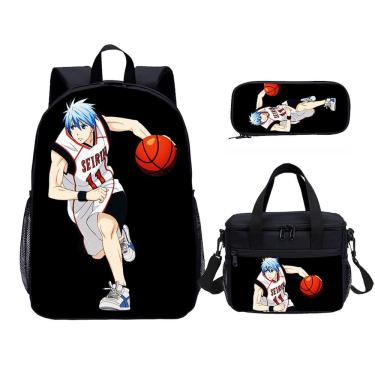 Imagem de Conjunto de mochilas escolares Kuroko Basketball, 3 peças com bolsa de ombro