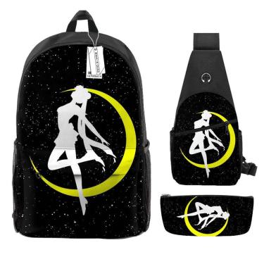 Imagem de Conjunto de mochilas Sailors Moon Tsukinos Usagis Anime School 3 unidades