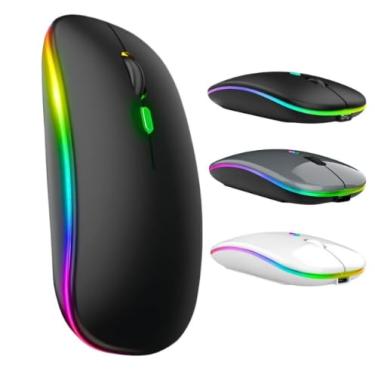 Imagem de Mouse Sem Fio com RGB, Iluminação LED Colorida, Design Slim, Recarregável, para PC e Laptop