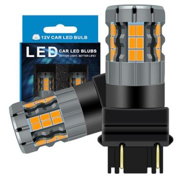 Imagem de Zyvirexa Lâmpadas LED de seta 3157 compatíveis com Toyota Tundra 2000-2020 dianteiro e traseiro 2007-2013, lâmpada 4157, amarelo âmbar, plug and play, pacote com 2
