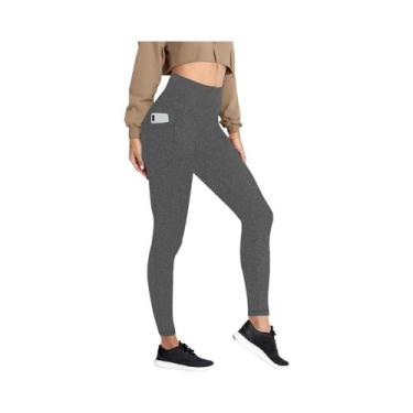 Imagem de Leggings Esportivas Femininas De Cintura Alta Super Macias Com Bolsos 