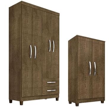 Imagem de Guarda Roupa Solteiro Modena 4 Portas com Armário Multiuso Recife Malbec - Incorplac