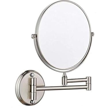 Imagem de CZCZC Suporte de parede para espelho de banheiro, espelho de vaidade redondo ampliação 3X espelho de maquiagem 20 cm espelho cosmético de dupla face espelho extensível para barbear no quarto, preto