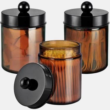 Imagem de Komashr 3 peças para decoração de casa de fazenda, suporte de boticário, potes de boticário, organizador de armazenamento de vaidade de banheiro - recipiente de balcão e adesivos fofos para cotonete