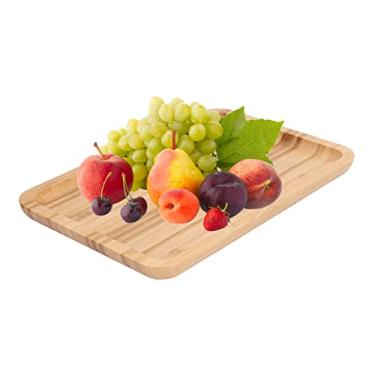 Imagem de Bandeja de servir, bandeja retangular de madeira para café da manhã, funciona para comer, trabalhar, armazenar, usada no quarto, cozinha, sala de estar, banheiro, hospital e ao ar livre 20 x 19 x 0.