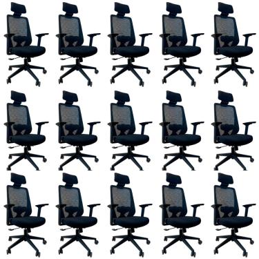 Imagem de Kit 15 Cadeiras de Escritório Oficial Comfort Max NR17