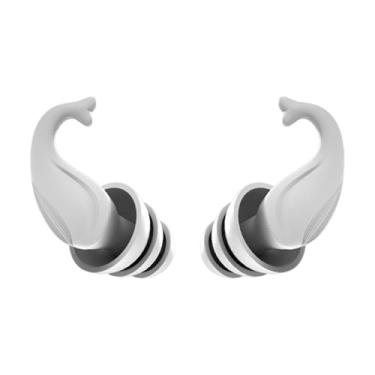 Imagem de OIIBWQ Tampões de ouvido à prova d'água para natação, tampões de ouvido de silicone, protetores auriculares reutilizáveis, macios e com cancelamento de, Branco