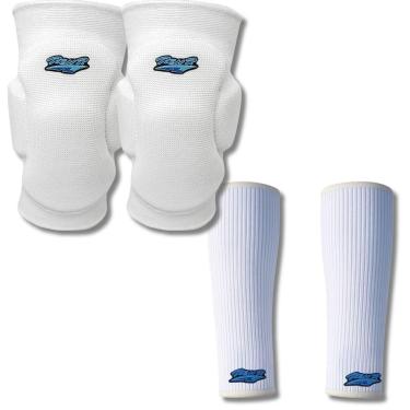 Imagem de Kit Vôlei Rehr Joelheira Manguito Proteção Profissional Unissex-Unissex