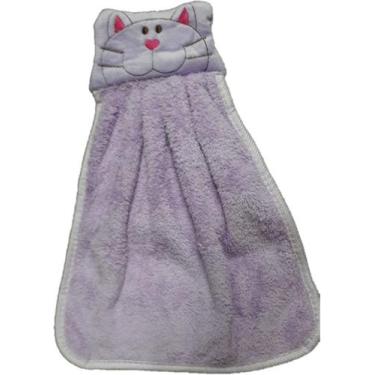 Imagem de Toalha de Mão Naninha para Bebê com Carinha de Gatinho - KOPECK, Roxo